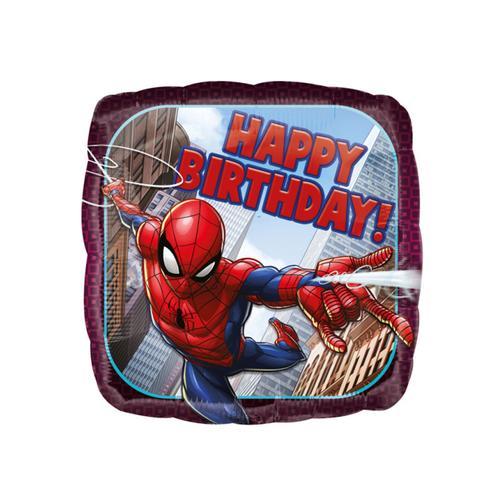 Ballon Aluminium Carré Spider-Man Happy Birthday43 Cm