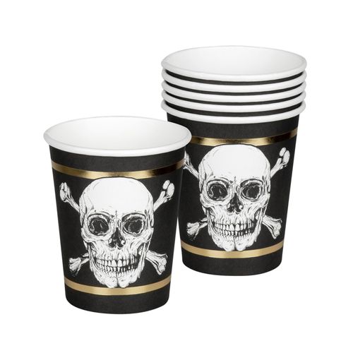 6 Gobelets En Carton Pirate Jolly Roger 25 Cl