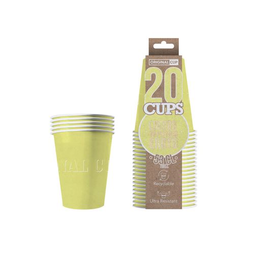 20 Gobelets Américains Carton Recyclable Jaune Pastel 53 Cl