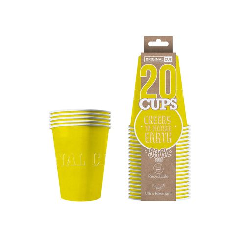 20 Gobelets Américains Carton Recyclable Jaunes 53 Cl