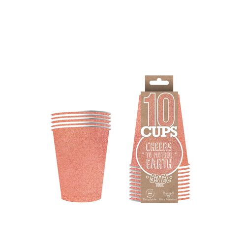 10 Gobelets Américains Scintillants Carton Recyclable Rose Gold 53cl