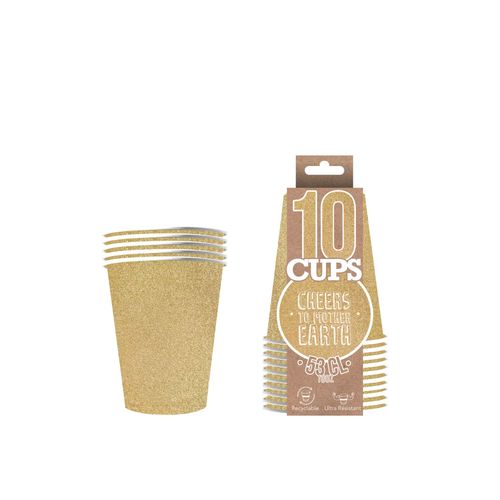 10 Gobelets Américains Scintillants Carton Recyclable Or 53 Cl