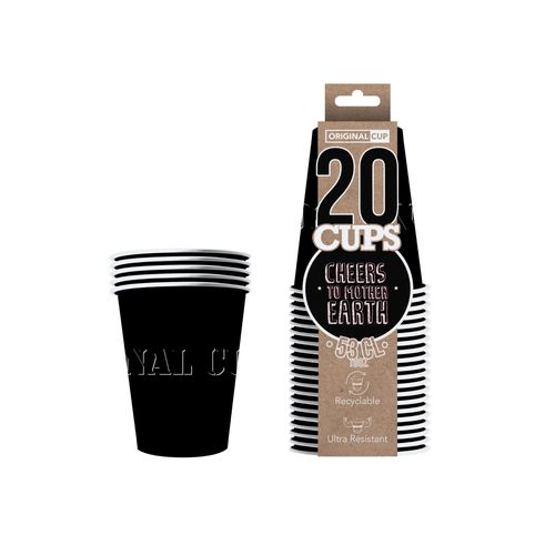 20 Gobelets Américains Carton Recyclable Noirs 53 Cl