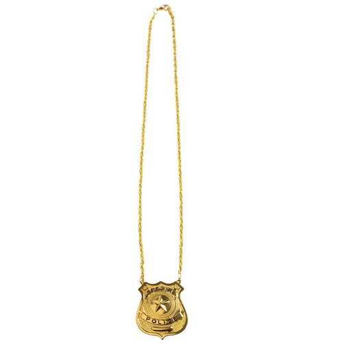 Collier En Métal Insigne Police Doré Adulte
