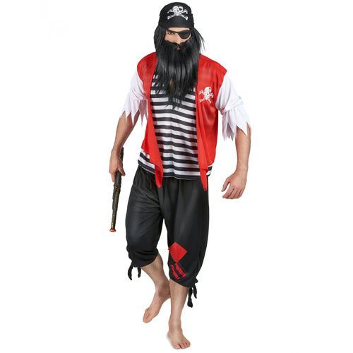 Déguisement De Pirate Rouge & Noir Homme