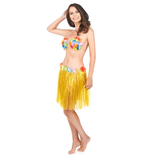Jupe Hawaïenne Courte Jaune Adulte