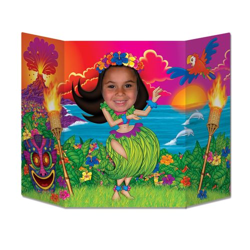 Passe Tête En Carton Hula Girl Hawaï 94 X 64 Cm