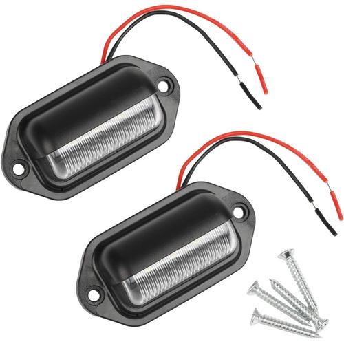 Noir,Blanc,Rouge 2pcs Led Eclairage Plaque Immatriculation Étanche 6 Smd Led Feux Arrière Lampe De Plaque D¿Immatriculation Pour 12v/ 24v Camion Camionnette Remorque Voiture Véhicule Caravane