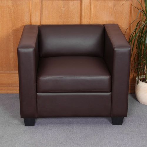 Fauteuil Club / Lounge Lille, 86x75x70cm   Simili-Cuir Café