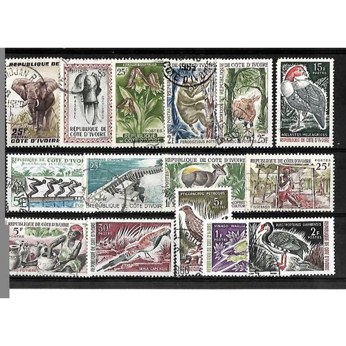 Afrique-Cote D'ivoire-Lot De 15 Timbres Oblitérés-Très Bon Etat-Photo Contractuelle