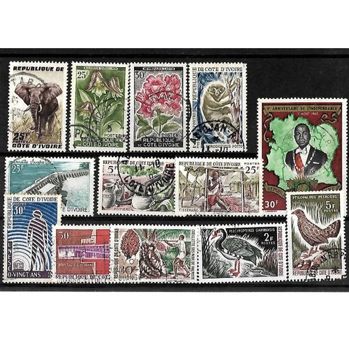 Afrique-Cote D'ivoire-Lot De 13 Timbres Oblitérés-Très Bon Etat-Photo Contractuelle