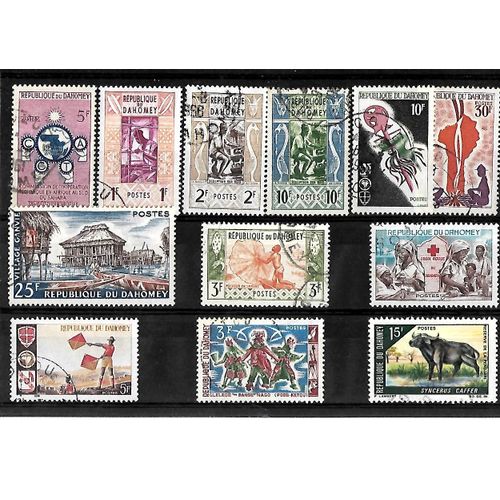 Afrique-Dahomey-Lot De 12 Timbres Oblitérés-Très Bon Etat-Photo Contractuelle