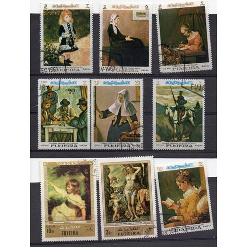 Fujeira- Lot De 9 Timbres Oblitérés- Tableaux