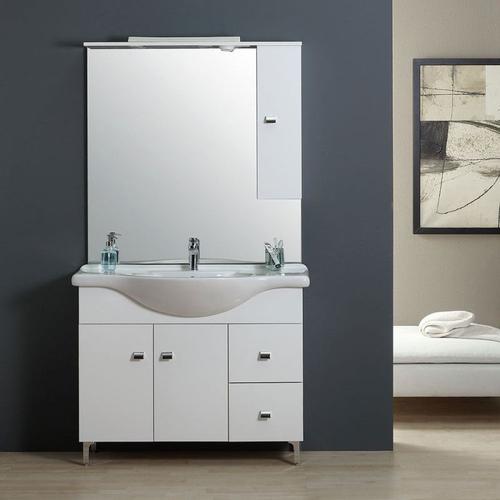 Meuble Salle De Bain 105 Cm Classique Avec Lavabo Et Miroir Easy