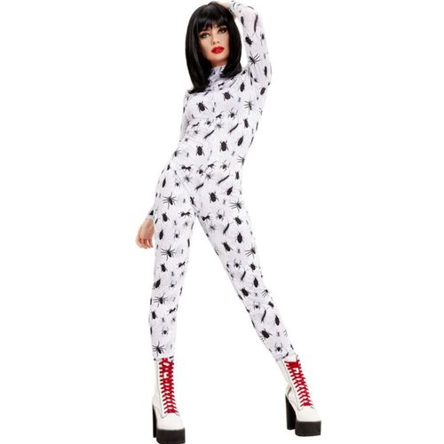 Combinaison Blanche Araignées Noires Sexy Femme S