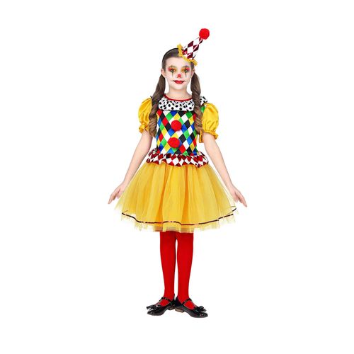 Déguisement Clown Coloré Fille - Taille: 8-10 Ans (140 Cm)