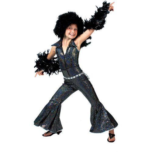Déguisement Disco Noir Brillant Fille - Taille: 8-10 Ans (128 Cm)
