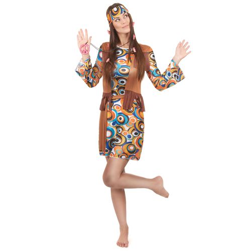 Déguisement Hippie Motifs Ronds Femme - Taille: Small