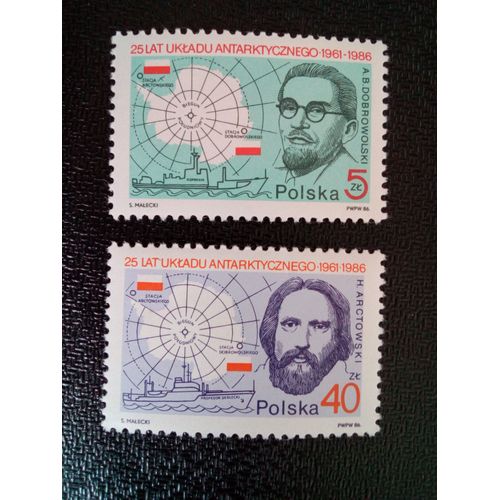 Timbre Pologne Yt 2843 - 2844 Séries: Carte De L'antarctique 1986 ( 030104 1 )