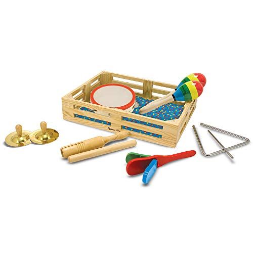 Melissa Doug Band-In-A-Box Clap Clang Tap Musical Instruments (Various Instruments, Wooden Storage Crate, 10-Piece Set, Great Gift For Girls And Boys - Best For 3, 4, 5, And 6 Year Olds)