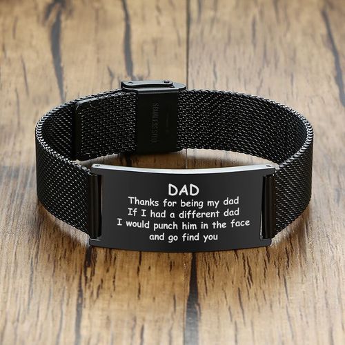 Vnox ¿ Bracelets À Mon Papa 20mm, Bracelet Personnalisé En Acier Inoxydable Noir Avec Bracelet De Montre Réglable, Cadeau De Fête Des Pères