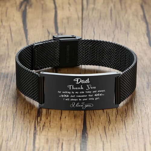 Vnox ¿ Bracelets À Mon Papa 20mm, Bracelet Personnalisé En Acier Inoxydable Noir Avec Bracelet De Montre Réglable, Cadeau De Fête Des Pères