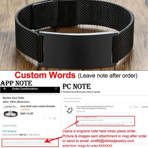 Vnox ¿ Bracelets À Mon Papa 20mm, Bracelet Personnalisé En Acier Inoxydable Noir Avec Bracelet De Montre Réglable, Cadeau De Fête Des Pères