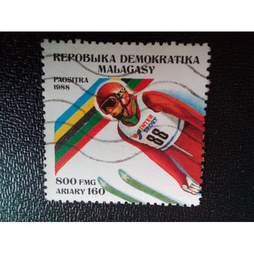 Timbre Madagascar M I 1122 Jeux Olympiques D'hiver, Calgary Saut À Ski 1988 ( 20204 )