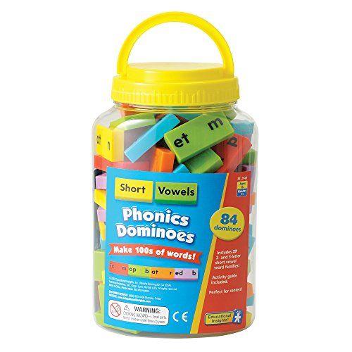 Educational Insights Phonics Dominoes - Short Vowels, Short Vowel Game For Kids Ages 6 And Up, (84 Pieces)