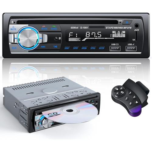 Autoradio Bluetooth CD DVD Lecteur, RDS Poste Radio Voiture Bluetooth 5.0 Mains-Libres 1 Din Autoradio FM avec USB Micro SD A