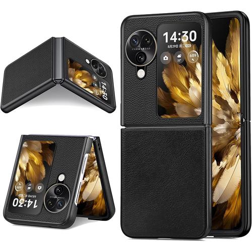 Coque Antichoc Pour Oppo Find N3 Flip, Étui Pc Cuir De Protection Mince Avec Bumper Noir, Anti-Rayures Housse De Qualité Supérieure