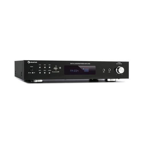 auna AMP-9200 BT Amplificateur stéréo numérique avec interface Bluetooth , ports USB & SD - Télécommande - 2x 60W RMS - 2 entrées micro - Noir