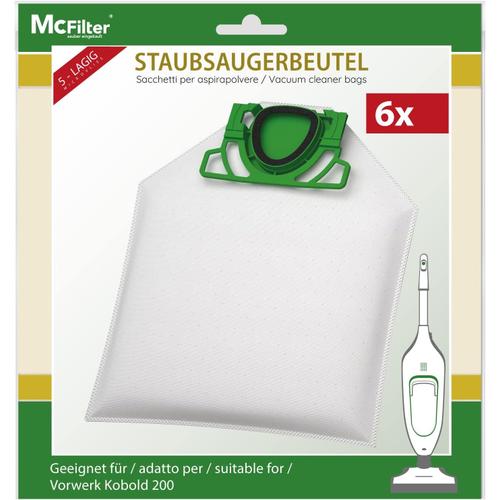 McFilter 6 sacs d'aspirateur pour aspirateur Vorwerk Kobold VK200 VK 200 | Sac 5 plis en polaire | Type V 8200