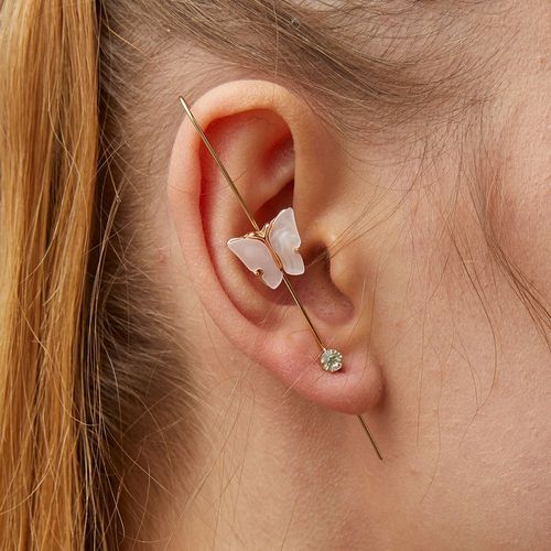 Lats Fashion ¿ Boucles D'oreilles À Clip Papillon En Cristal Pour Femmes, Perle, Manchette D'oreille, Glands Longs, Breloque, Boucles D'oreilles Creuses, Bijoux Cadeaux