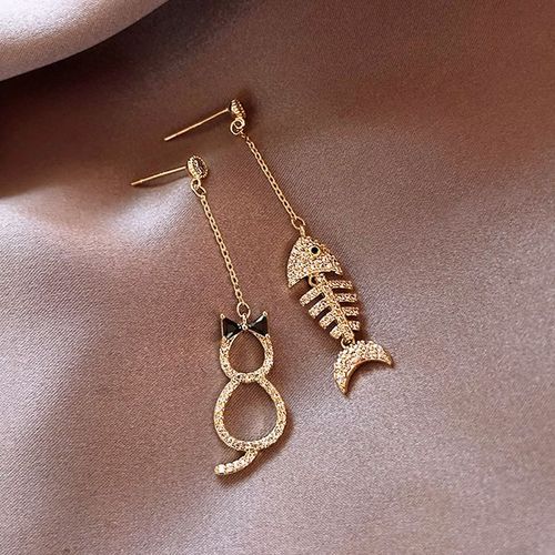 Lats ¿ Boucles D'oreilles Longues En Os De Chat Et De Poisson Pour Femmes, Simples Et Coréennes, Bijoux À La Mode, Accessoires, Nouvelle Collection 2020