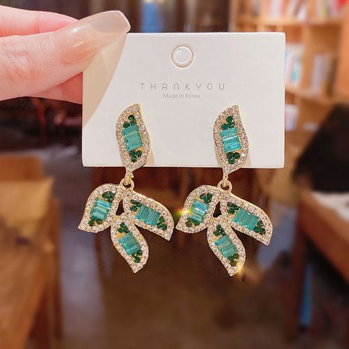 Lats-Ensemble De Bijoux De Clavicule En Acier Au Titane Pour Femme, Boucles D'oreilles, Bague, Collier, Lumière, Exquis, Vert, Luxe, Fête De Mariage, Jowomen