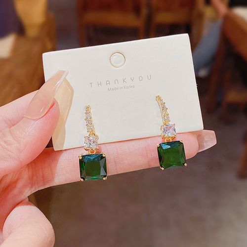 Lats-Ensemble De Bijoux De Clavicule En Acier Au Titane Pour Femme, Boucles D'oreilles, Bague, Collier, Lumière, Exquis, Vert, Luxe, Fête De Mariage, Jowomen