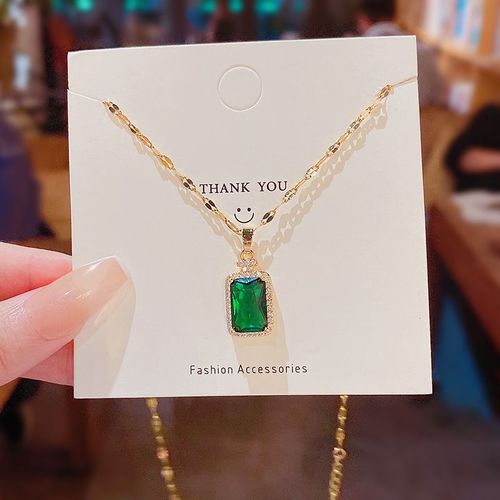 Lats-Ensemble De Bijoux De Clavicule En Acier Au Titane Pour Femme, Boucles D'oreilles, Bague, Collier, Lumière, Exquis, Vert, Luxe, Fête De Mariage, Jowomen