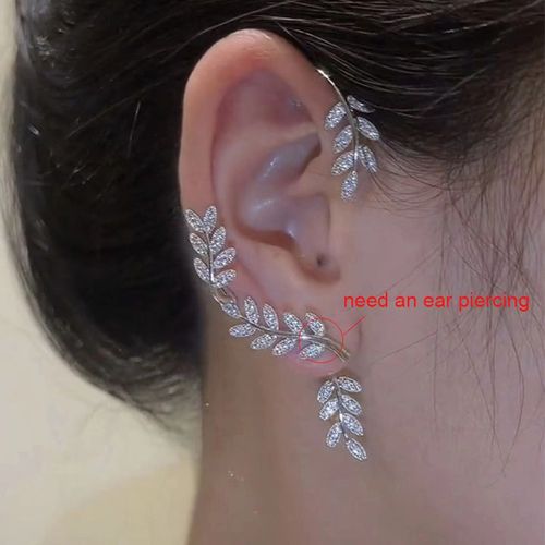 Boucles D'oreilles À Clip Papillon En Feuille De Métal Plaqué Argent Pour Femmes, Clips D'oreille Sans Piercing, Zircon Étincelant, Manchette D'oreille, Bijoux De Mode