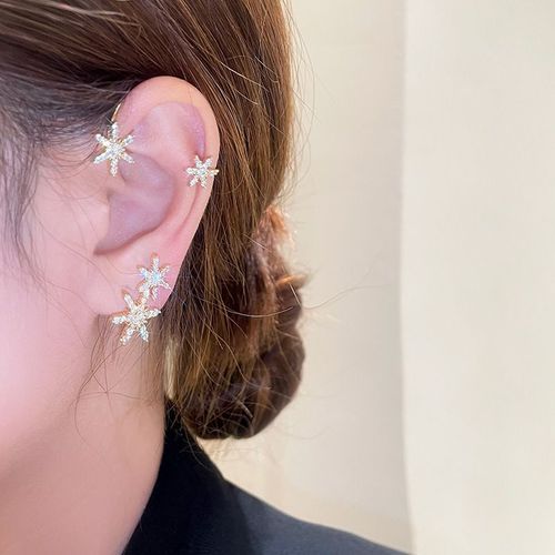 Boucles D'oreilles À Clip Papillon En Feuille De Métal Plaqué Argent Pour Femmes, Clips D'oreille Sans Piercing, Zircon Étincelant, Manchette D'oreille, Bijoux De Mode