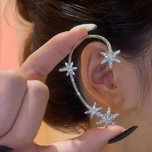 Boucles D'oreilles À Clip Papillon En Feuille De Métal Plaqué Argent Pour Femmes, Clips D'oreille Sans Piercing, Zircon Étincelant, Manchette D'oreille, Bijoux De Mode