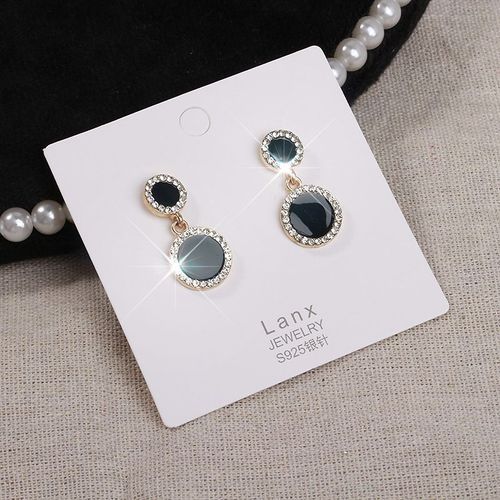 Boucles D'oreilles Pendantes Géométriques En Strass Pour Femmes, Mode Coréenne, Couleur Noire, Bijoux Élégants Pour Femmes, Tendance 2021