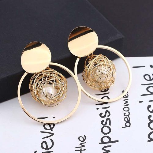 Lats-Grandes Boucles D'oreilles Vintage Pour Femmes, Pendentif Géométrique En Métal Doré, Bijoux Tendance Et À La Mode, 2020