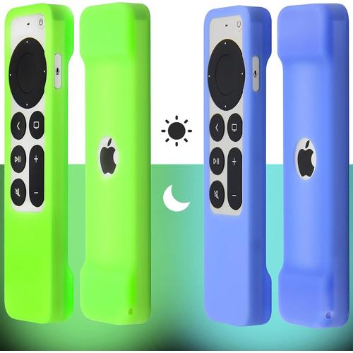 Lot de 2 coques de télécommande phosphorescentes compatibles avec Apple TV Siri 2021 (2ème génération) Cordon inclus