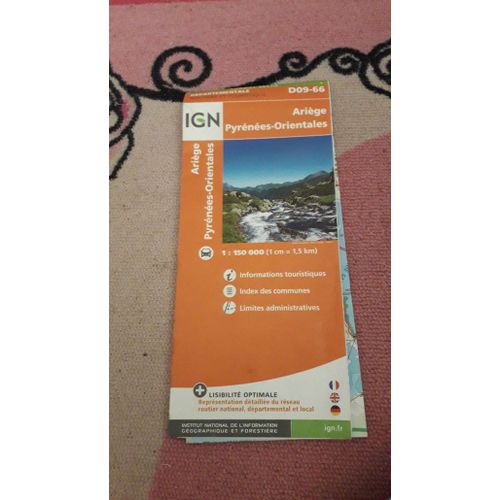 Carte Departementale Routiere Et Touristique D09-66 Ariege Pyrenees Orientales