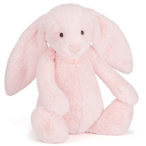 Doudou Lapin Rose Bonbon Blanc Baschful Jellycat Medium Peluche 31cm