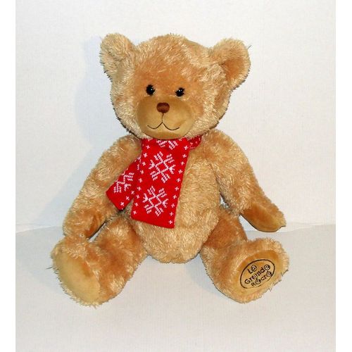 Peluche Ours Marron Clair La Grande Récré Doudou Ours Assis 30 Cm
