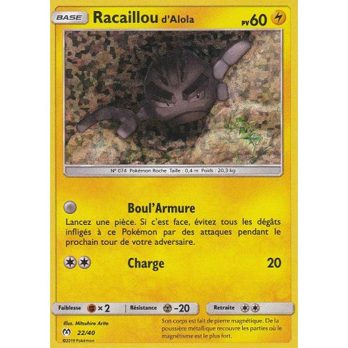 Carte Pokemon - Racaillou D'alola - 22/40 - Holo-Mosaique - Macdonald 2019