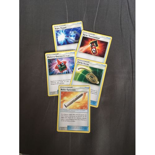 (1071) Super Rappel + Spray Tourmenteur + Motisma Dex + Corde Sortie + Relais Optimiste (Pokemon)
