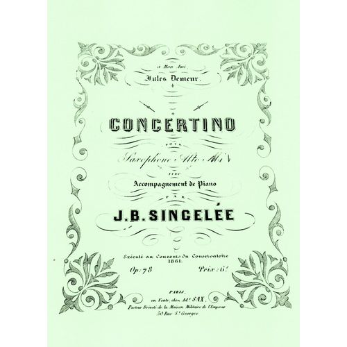 Concertino Pour Sax Alto Et Piano De Jean-Baptiste Singelée